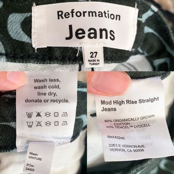 Reformation Jeans Mod High Rise Straight Squiggles Venture 27 GUC - Picture 4 of 7